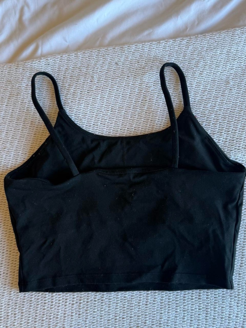 Black Women's Cropped Tank Top with Spaghetti Straps - Picture 2 of 2